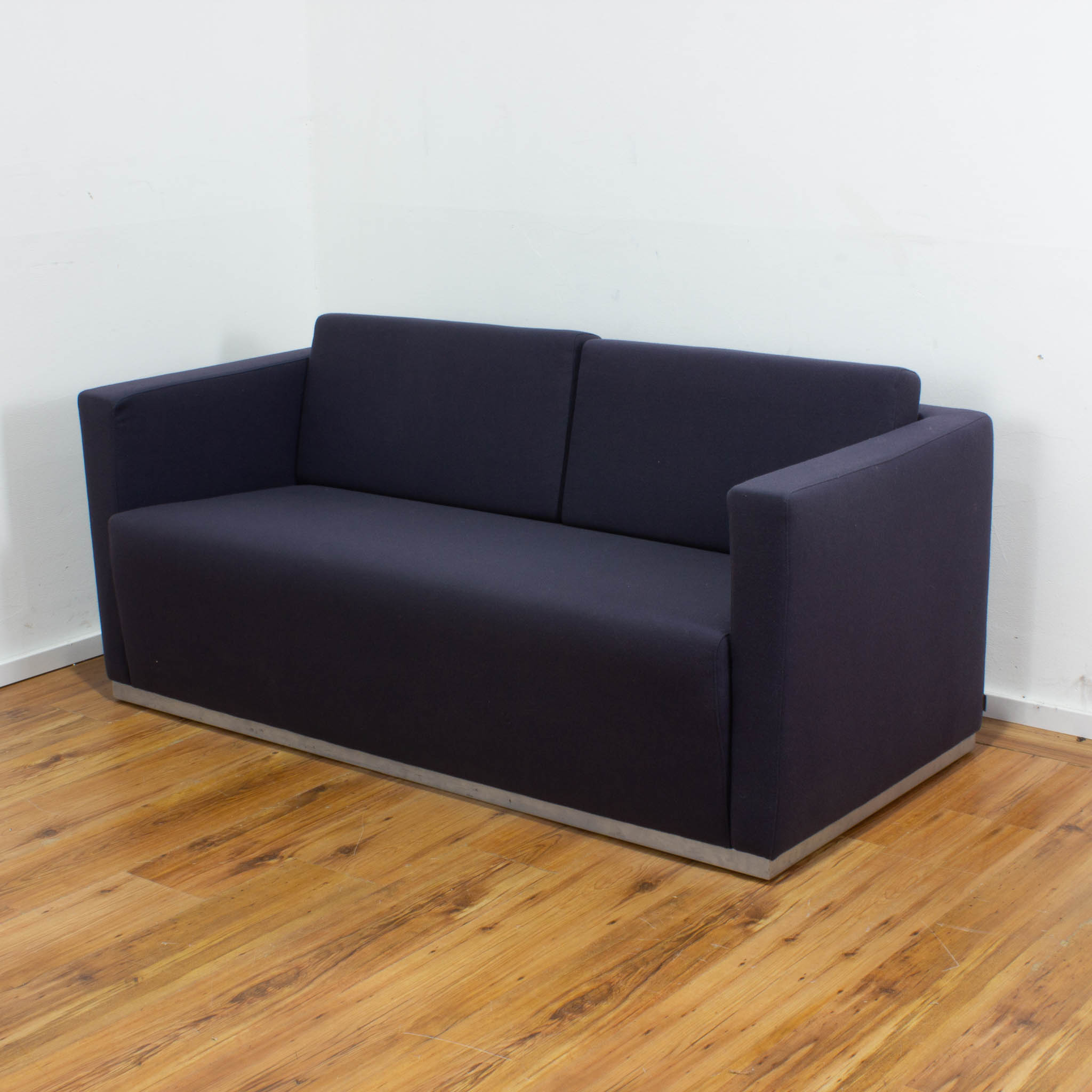 Walter Knoll Foster 2-Sitzer Couch - blauer Stoffbezug - Metallrahmen 