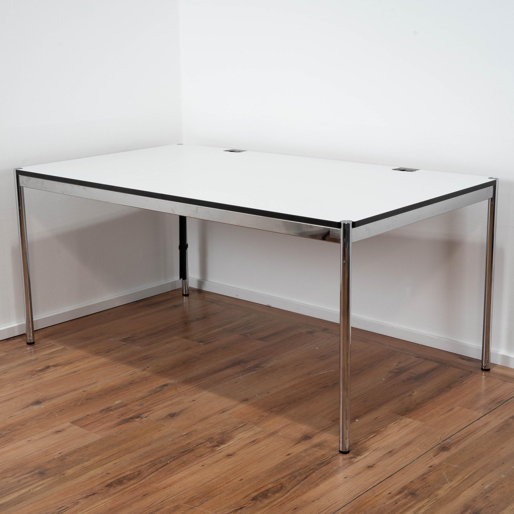 USM Haller Schreibtisch "Advanced" weiß - 200 x 100 cm - Gestell Chrom - Tischplatte ausziehbar 
