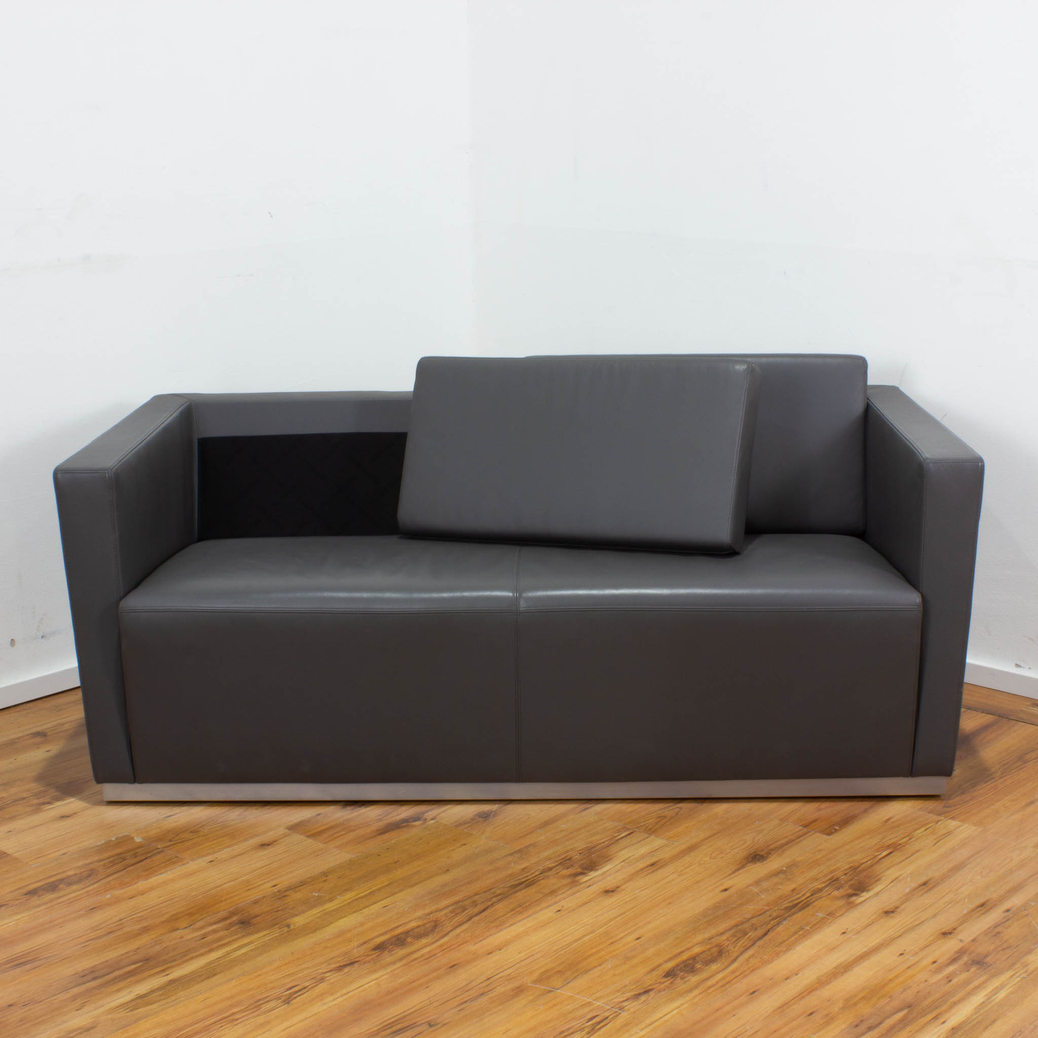 Walter Knoll Foster 2-Sitzer Leder Couch - grau - Metallrahmen 
