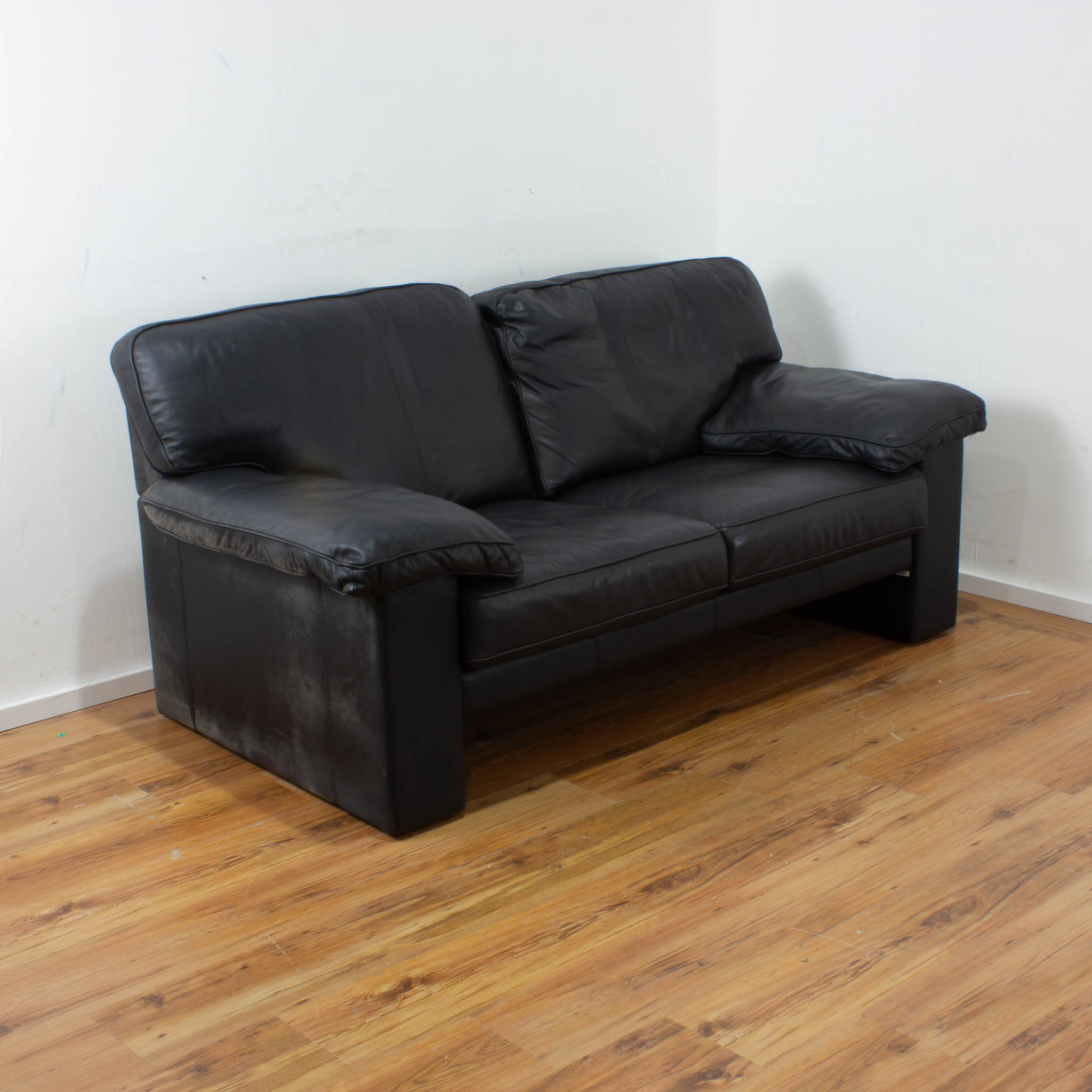 Couch Leder schwarz - 2-Sitzer