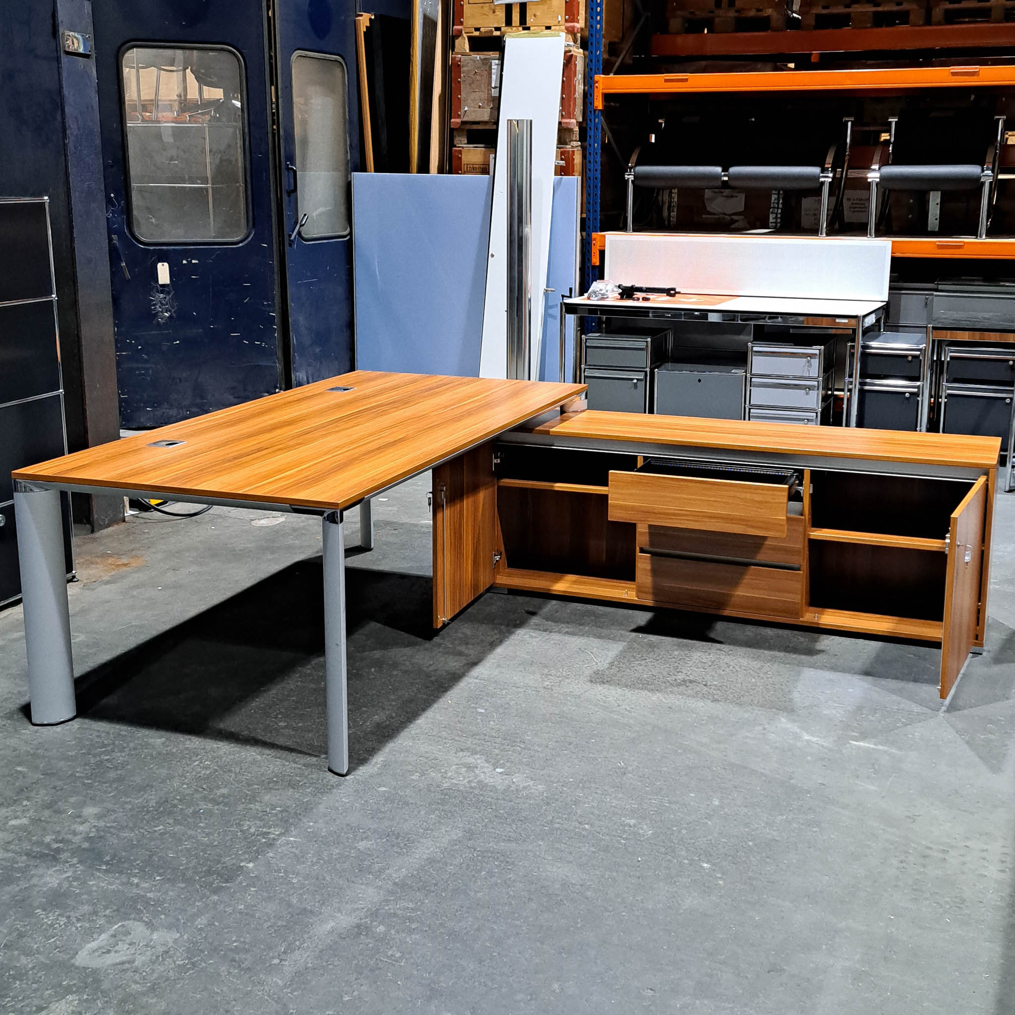 Palmberg Arbeitsplatz-Set Kirsche - Schreibtisch - Beistelltisch - Sideboard Kombination