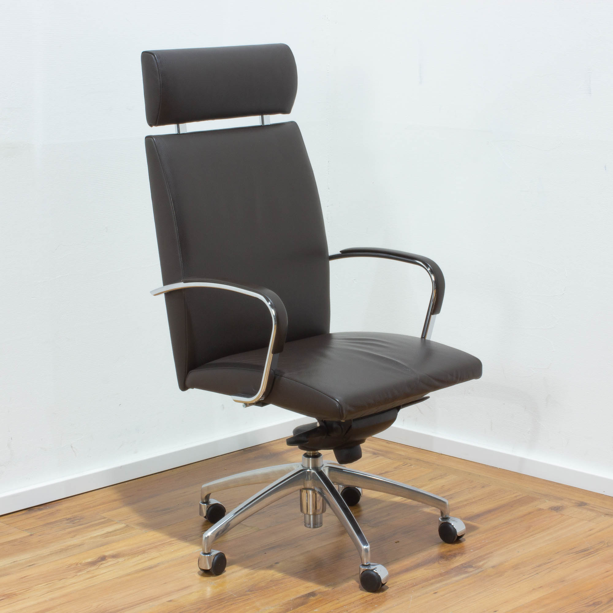 Spiegels "Tano" Office Chair - Leder braun - Gestell chrom