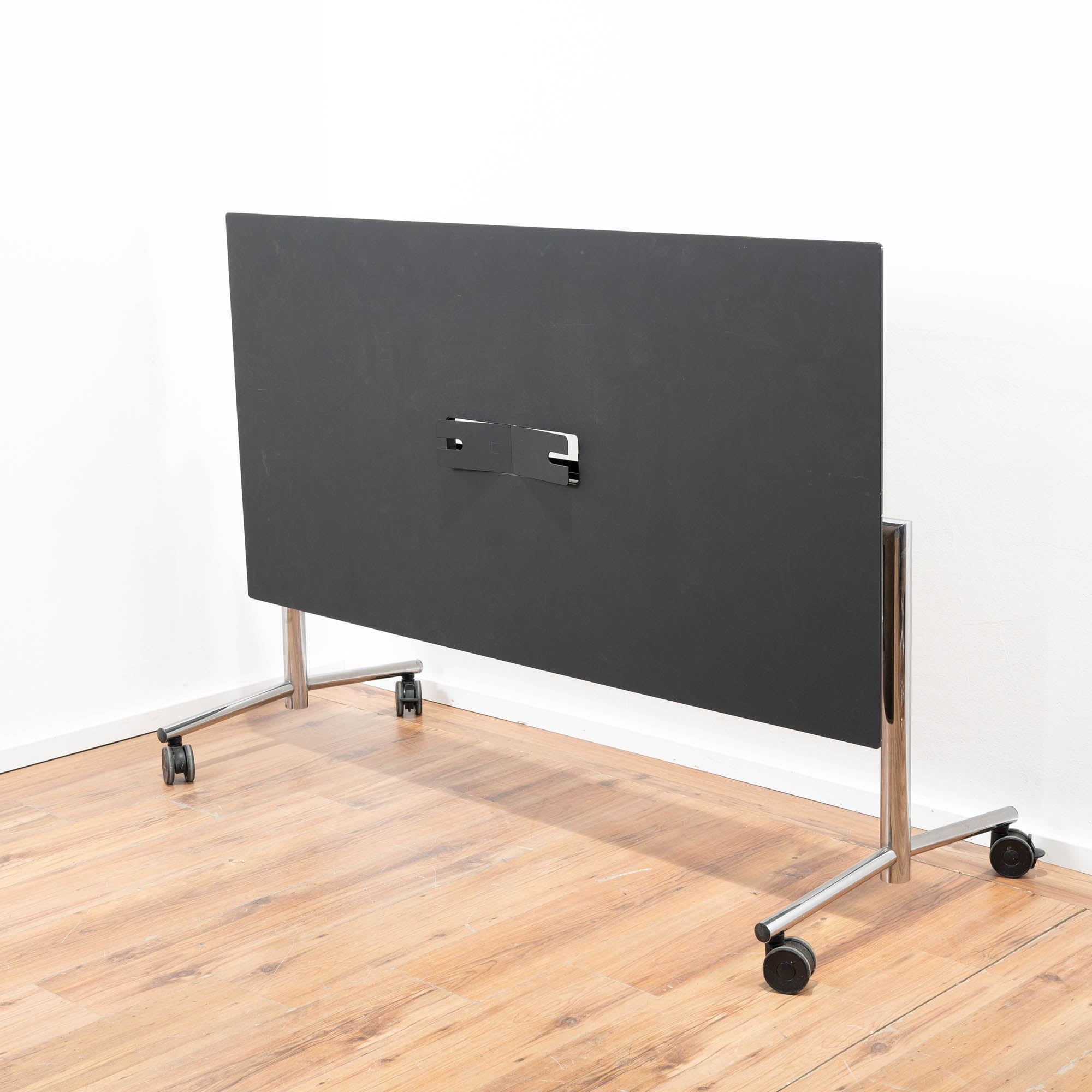 Dencon Schreibtisch schwarz 160 x 80 cm - Klappbar - Kabelauslass - auf Rollen 