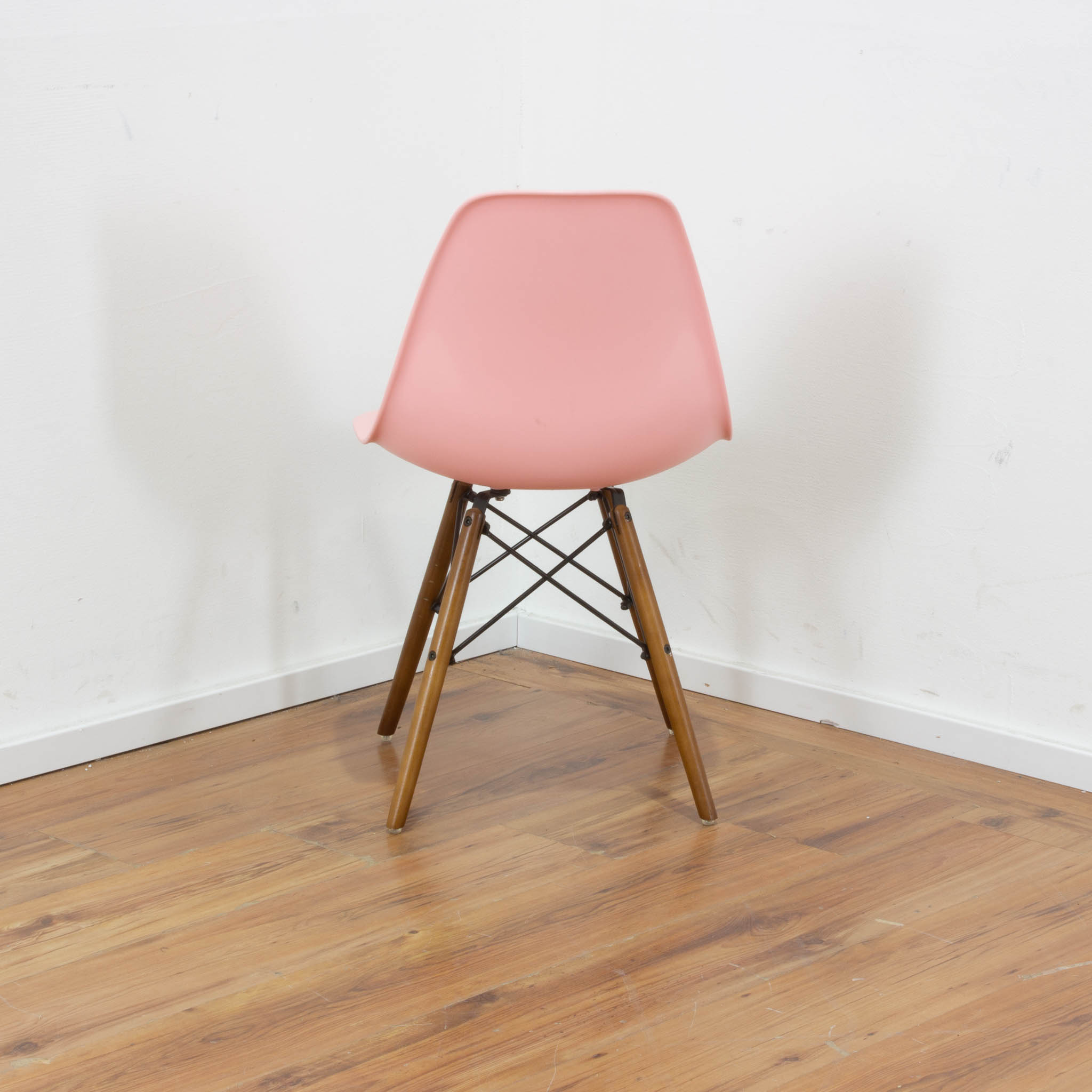 Schalensitz Stuhl Kunststoff rosa - 4-Fußgestell Buche  