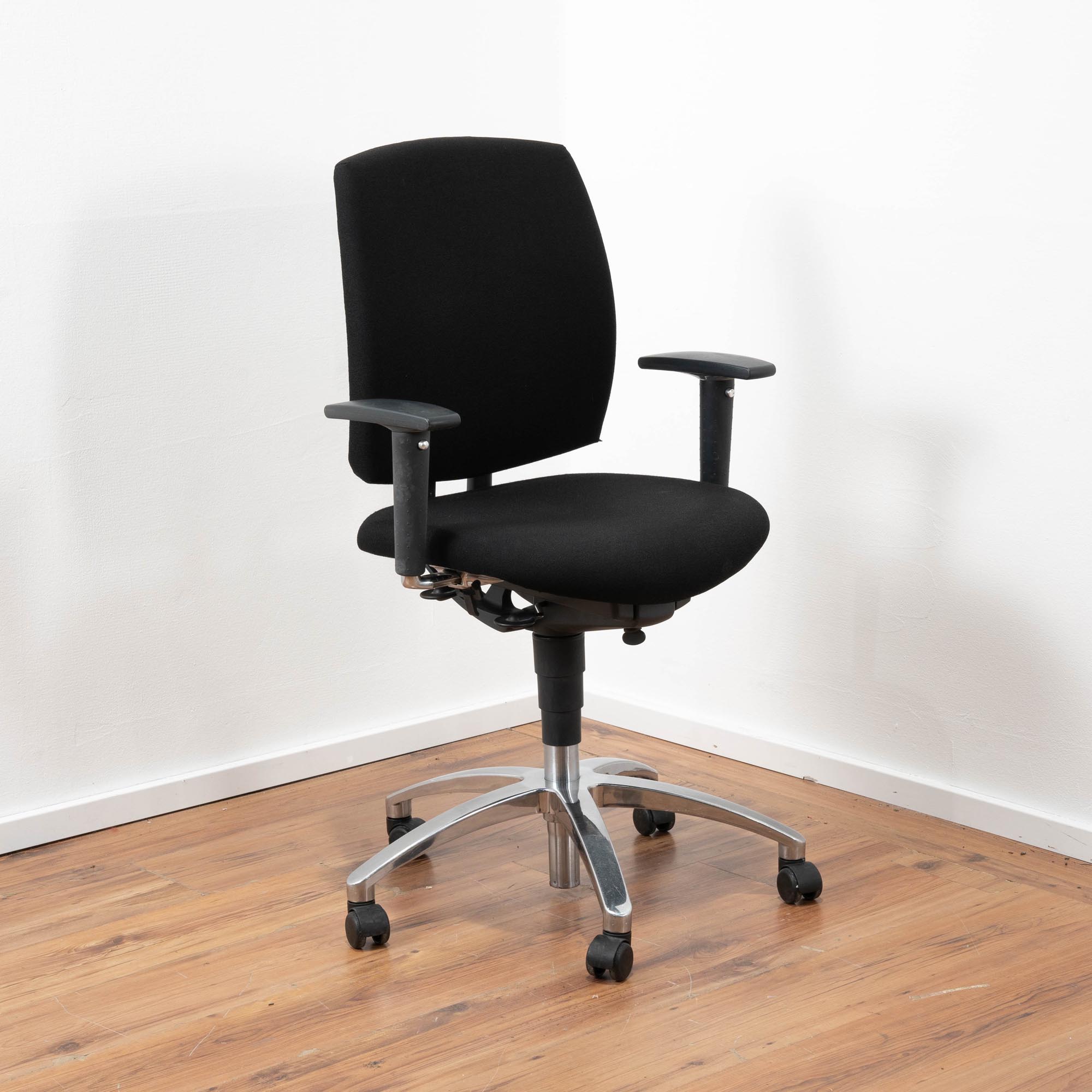 Drabert Bürodrehstuhl Polster schwarz - 3D-Armlehnen - Rückenlehne höhenverstellbar - Gestell Chrom