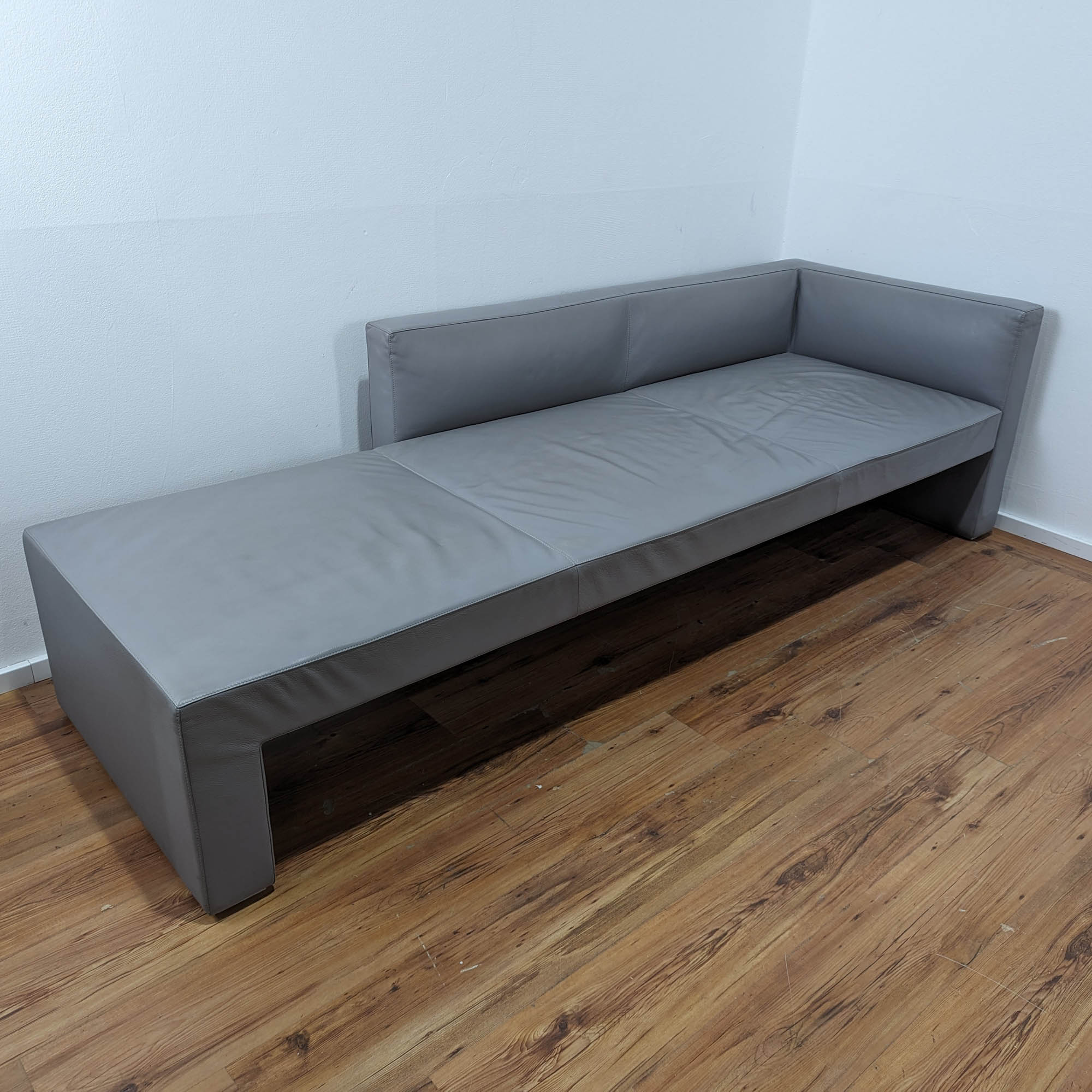 Lounge Sofa Leder grau 205 x 86 x 43 cm - 3-Sitzer