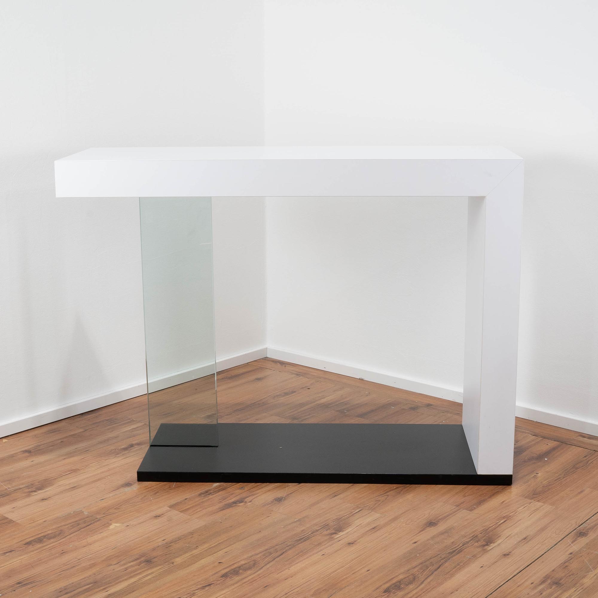 Bartresen weiß - vertikale Glasstrebe - Bodenplatte anthrazit - Maße: 150 x 110 x 50 cm (B/H/T)