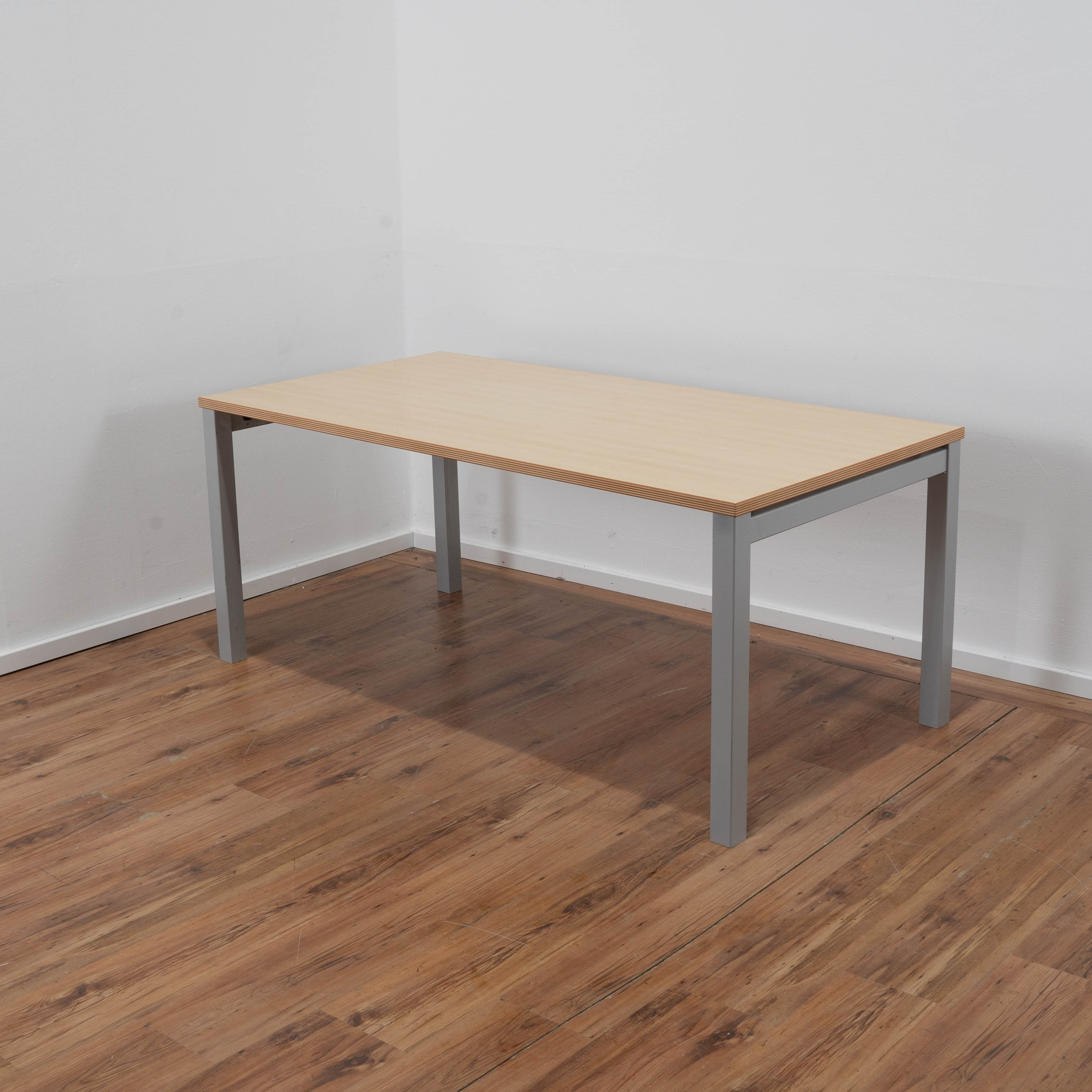 Steelcase Schreibtisch Ahorn - 160 x 80 cm - 4-Fußgestell grau 