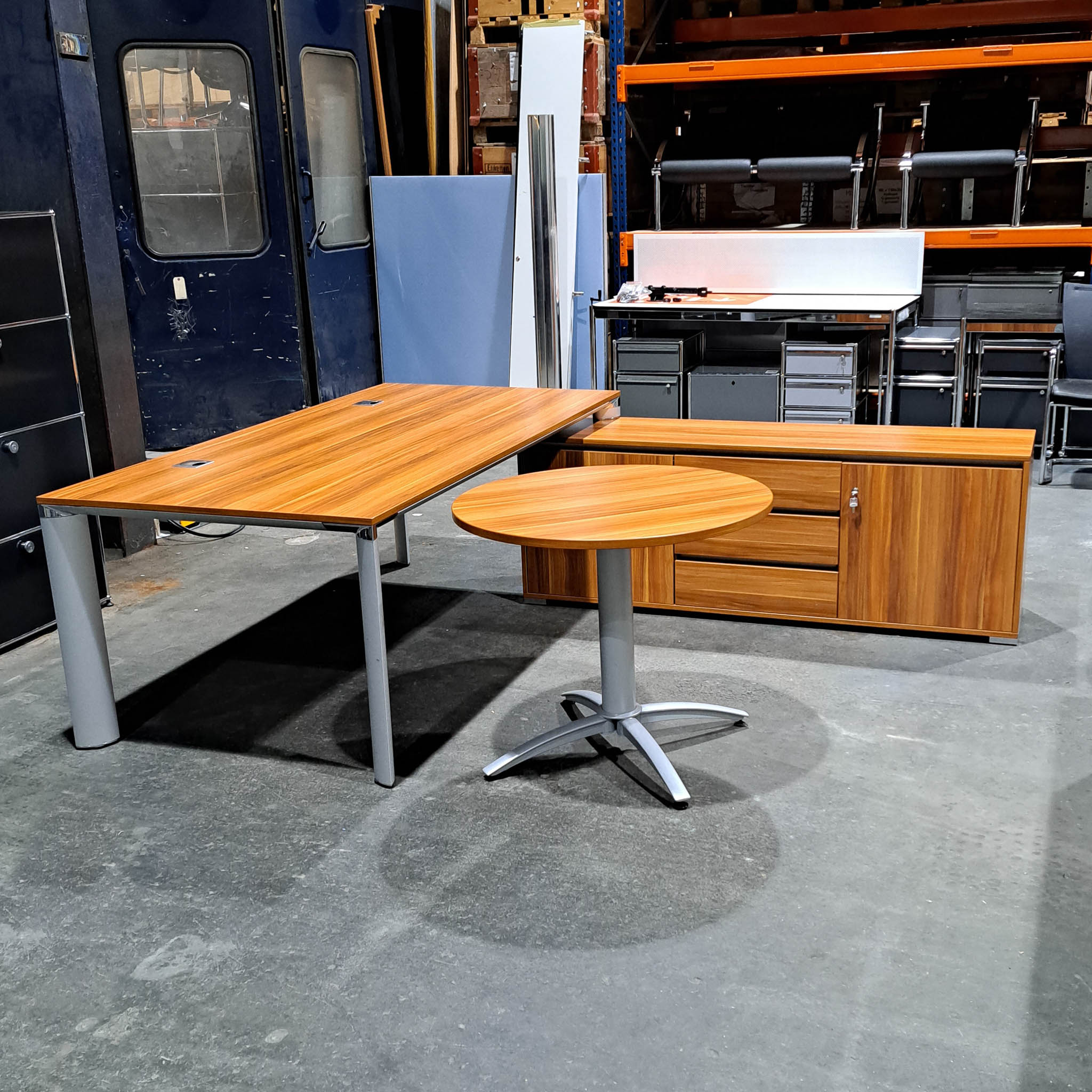Palmberg Arbeitsplatz-Set Kirsche - Schreibtisch - Beistelltisch - Sideboard Kombination