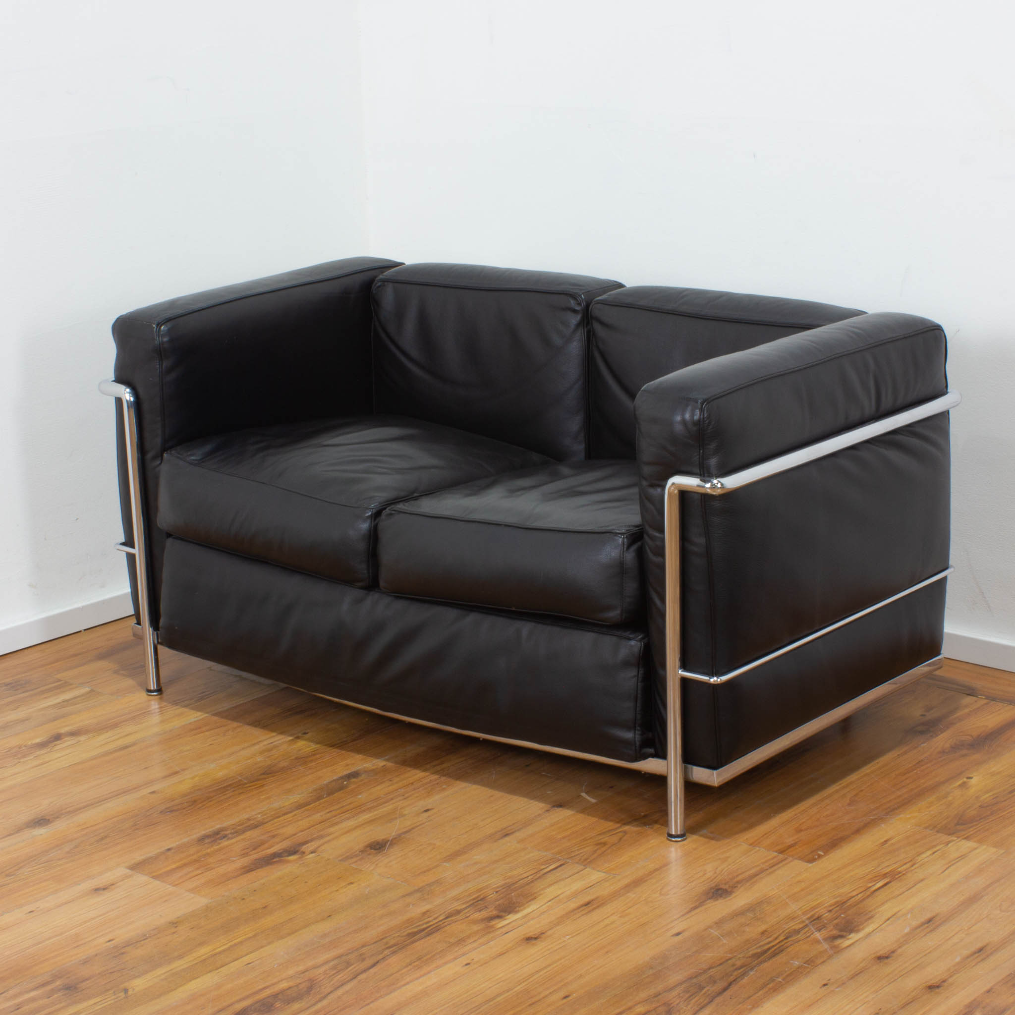 2-Sitzer Sofa - Leder schwarz