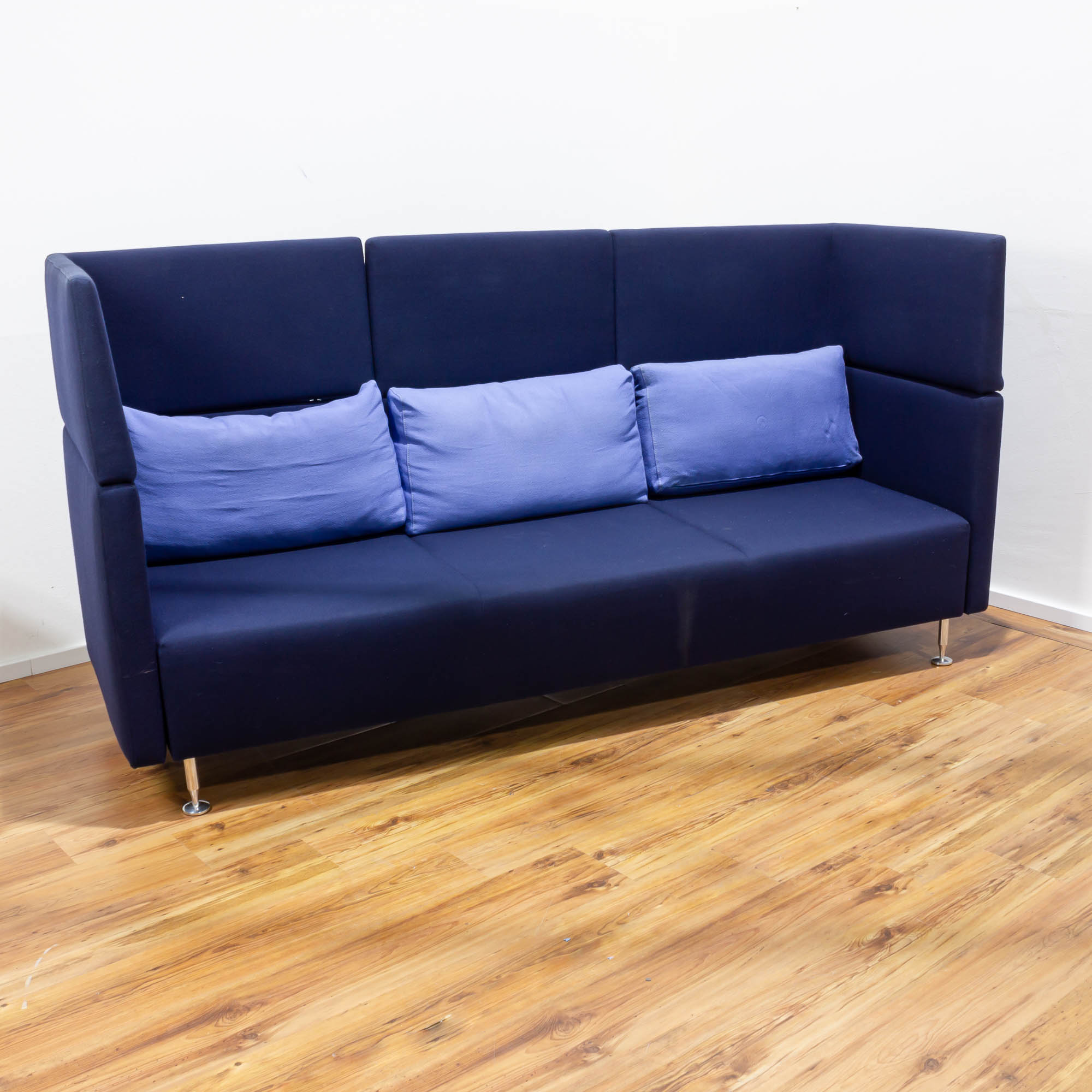 Sedus Sopha Couch - 3-Sitzer - Stoff blau - Chromfüsse