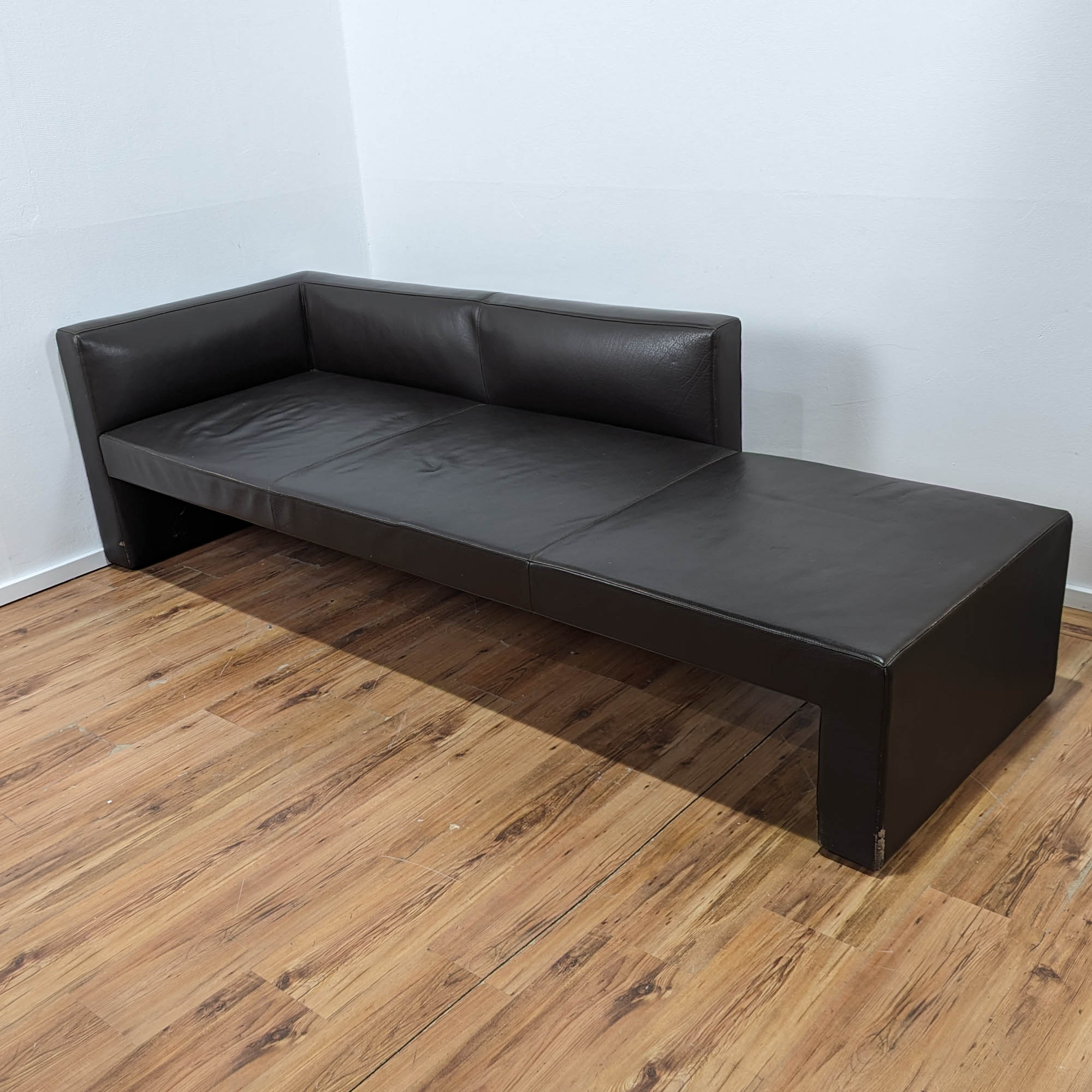 Lounge Sofa Leder schwarz 205 x 86 x 43 cm - 3-Sitzer 