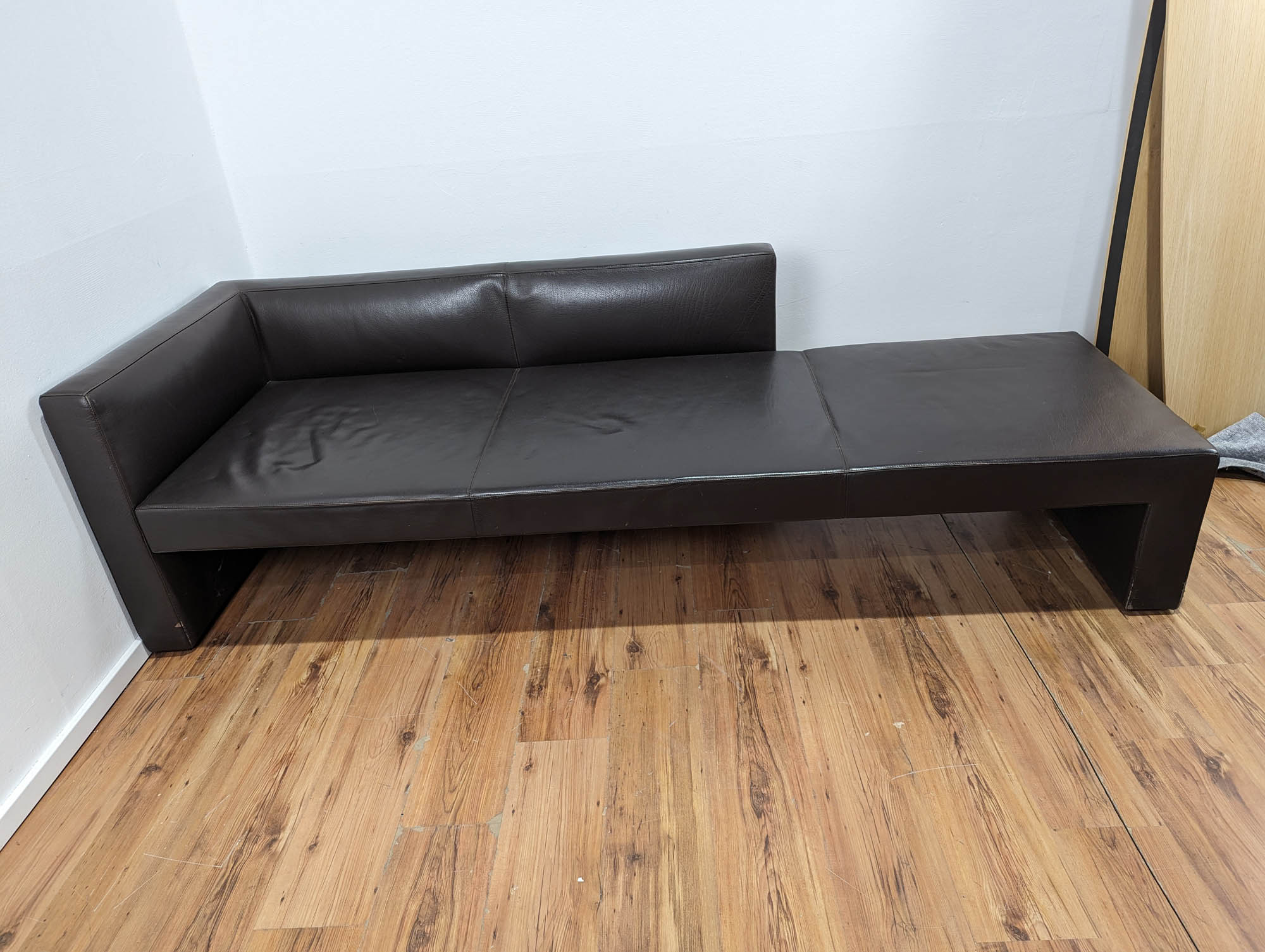 Lounge Sofa Leder schwarz 205 x 86 x 43 cm - 3-Sitzer 